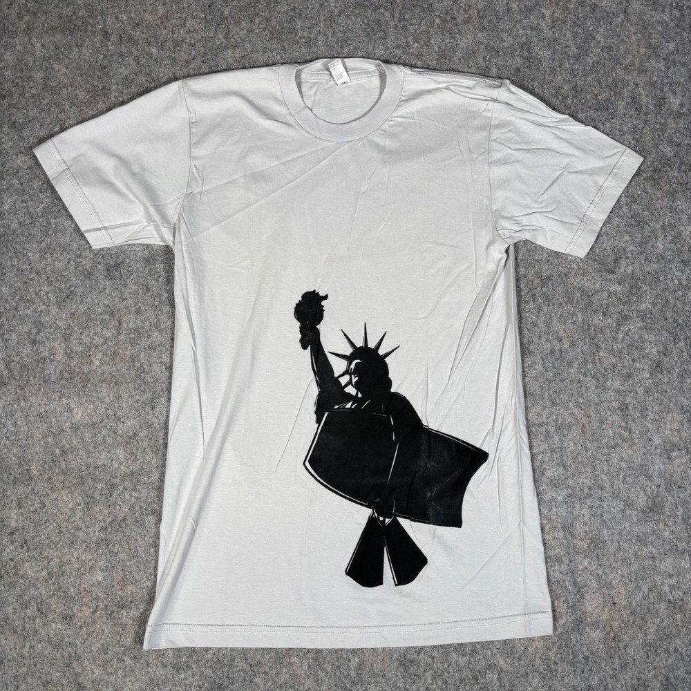 American Apparel NYBB Bodyboarding T-Shirt Mens S Gray Statue of Liberty Graphic